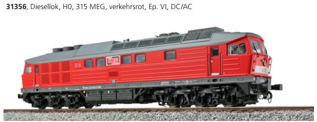ESU 31356 BR 315 MEG Ludmilla H0 diesellocomotief, verkeersrood