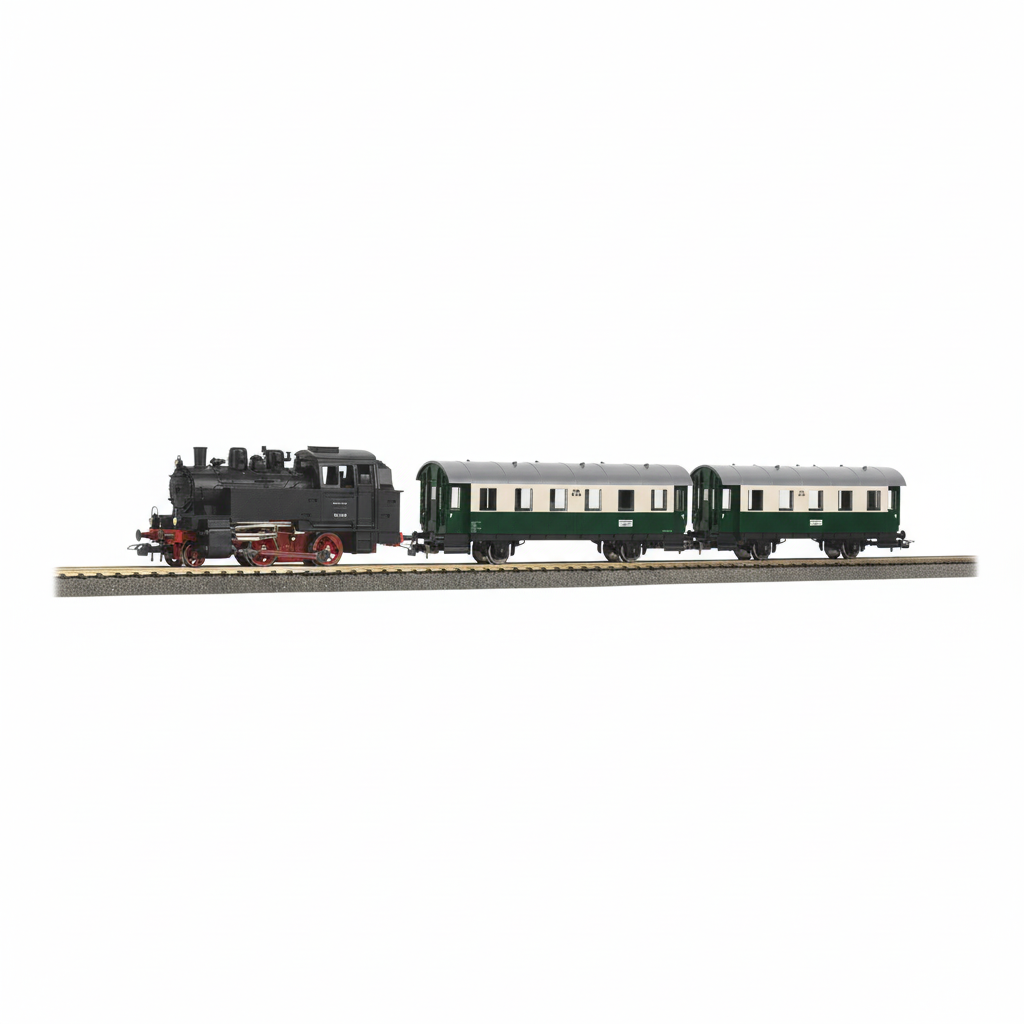 PIKO H0 Dampflok BR 80 VSM + 2 Personenwagens