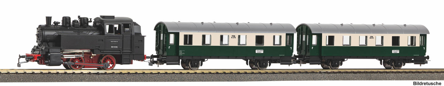 PIKO H0 Dampflok BR 80 VSM + 2 Personenwagens