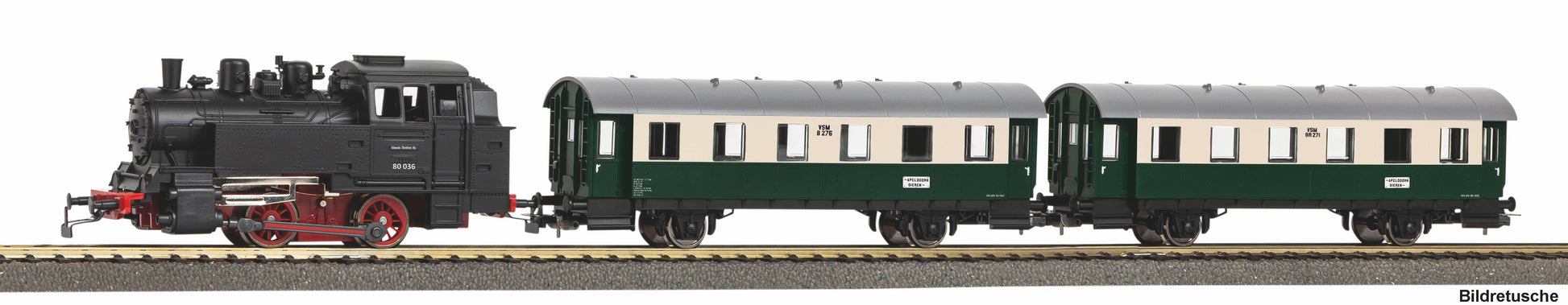 PIKO H0 Dampflok BR 80 VSM + 2 Personenwagens