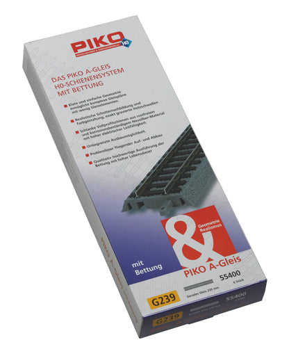 PIKO 55400 - A-Track Rechte rail 239mm met ballastbed (6 stuks)
