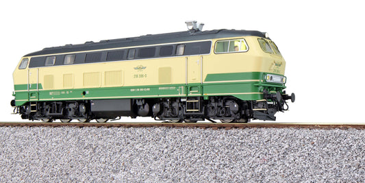 ESU 31008 – Diesellocomotief BR 218 218 396 Brohltalbahn beige/groen – H0 Sound (Tijdperk VI)