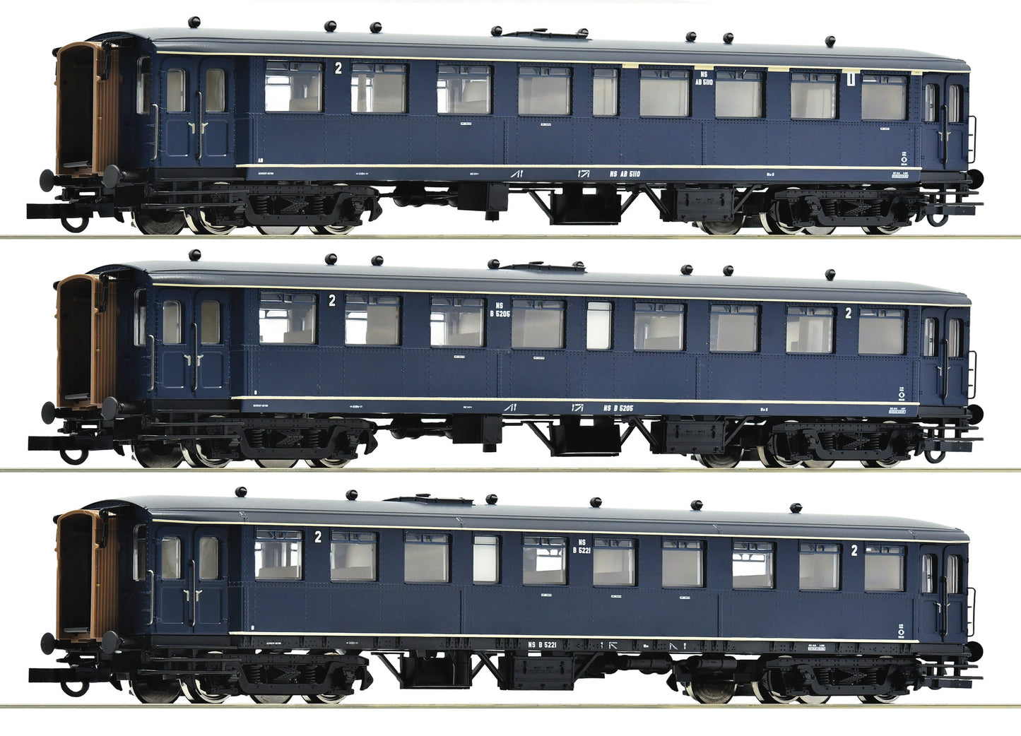 Roco 6200054 – 3-delige set rijtuigen "Blokkendoos" NS – Tijdperk III