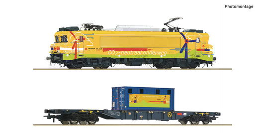 Roco 7510117 - 2 stuks set: Electrische locomotief 1756 met containerwagen, Strukton Rail DC