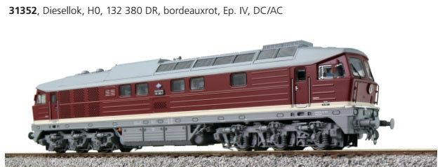 ESU 31352 BR 132 380 DR Ludmilla H0 diesellocomotief, oudrood