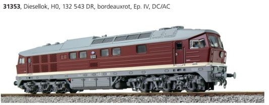 ESU 31353 BR 132 543 DR Ludmilla H0 diesellocomotief, oudrood