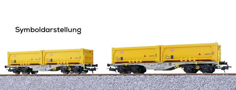 ESU 36603 – Sgmmns H0 Containerwagen Mulden (Skips) Set 4
